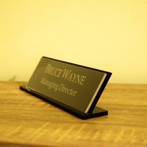 Laser Arts eCommerce Desk Name Plate with Black Base, Executive Personalised, Custom Engraved Sign, Office Plaque https://laserarts.co.uk/product/desk-name-plate-with-black-base-executive-personalised-custom-engraved-sign-office-plaque/ #clubs #door #engraving #home #leisurecentres #school #sign Table Name Plate Office, Redium Design, Office Name Plate, Personalized Desk Name Plate, Office Desk Name Plates, Desk Plaques, Name Plate Design, Table Tags, Office Names