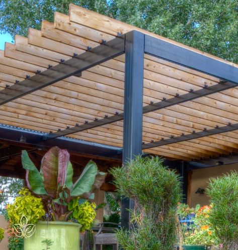 Modern Pergolas, Pergola Modern, Outdoor Gathering Space, Steel Pergola, Modern Outdoor Living, Restaurant Patio, Modern Pergola, Wood Pergola, Outdoor Gathering