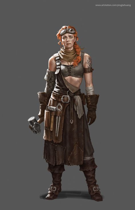 Fantasy Forge Concept Art, Steampunk Blacksmith, Steampunk Concept, Dragon Lance, Fantasy Role Playing, Female Human, Fantasy Costumes, Fantasy Rpg, Dnd Characters