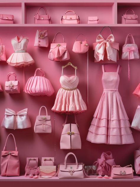 Luxury Barbie Party, Barbie Theme Photo Shoot, Vintage Barbie Aesthetic, Pink Wall Ideas, Lottery Manifestation, Barbie Themed Room, Closet Photography, Photoshoots Birthday, Barbie Store