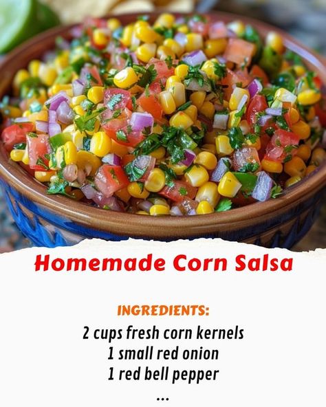 Yummy Recipes Bell Pepper Salsa Recipe, Pepper Salsa Recipe, Homemade Corn Salsa, Bell Pepper Salsa, Corn Chaat Recipe, Corn Chaat, Pepper Salsa, Salsa Ingredients, Chaat Recipe