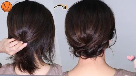 Short Hair Updo Easy, Short Hair Updo Tutorial, Short Hair Up, Short Hair Bun, Easy Bun Hairstyles, Hairstyles Bridesmaid, Hair Bun Tutorial, Easy Hair Updos, Medium Short Hair