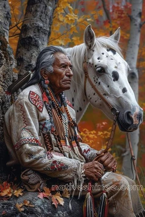 Indigenous Men, Horse Native American, Man And Horse, Indian Horses, Native American Paintings, Native American Traditions, Rainbow Warrior, Native American Men, Native American Pictures