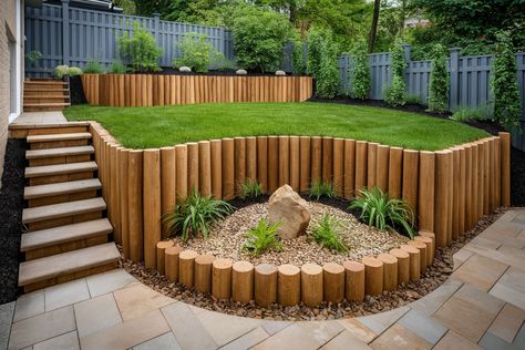 Backyard on a Slant? 8 Creative Ways to Level Your Slope - Gardening Latest Leveling Yard, Slope Gardening, Garden Ideas Uk, Lake Landscaping, Sloped Backyard, Waterfalls Backyard, Sloped Garden, Gardens Design, Outdoor Gardens Design