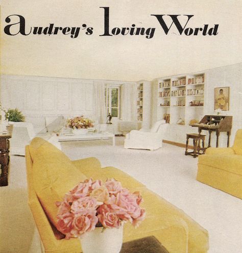 The living-room of Audrey's home in Switzerland, La Paisible, near Lac Léman, was photographed by Henry Clarke for Vogue magazine in 1971. Audrey Hepburn House, Audrey Hepburn Home, Switzerland House, Henry Clarke, Famous Houses, Beautiful Places To Live, Eclectic Interior Design, Audrey Hepburn Style, Eclectic Interior