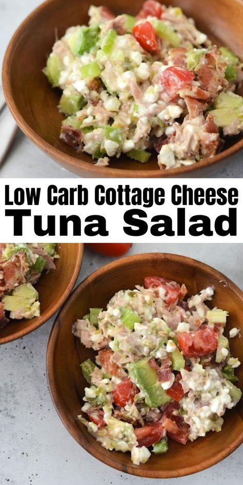 Low-Carb Cottage Cheese Tuna Salad #lowcarcottagecheestunasalad #cottagecheesetunasalad Cottage Cheese Tuna, Cottage Cheese Dinner, Cottage Cheese Salad, Meat Salad, Tuna Salad Recipe, Cottage Cheese Recipes, Soft Food, Tuna Recipes, Avocado Tomato