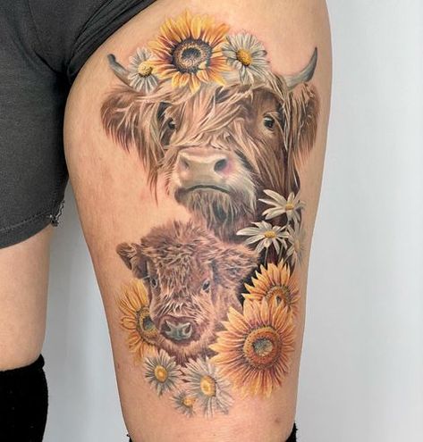 Cow Skull Tattoo Flowers, Cow Tattoos, Cow Skull Tattoo, Highland Cow Tattoo, Cow Skull Tattoos, Skull Tattoo Flowers, Bull Skull Tattoos, Cowgirl Tattoos, Cow Tattoo