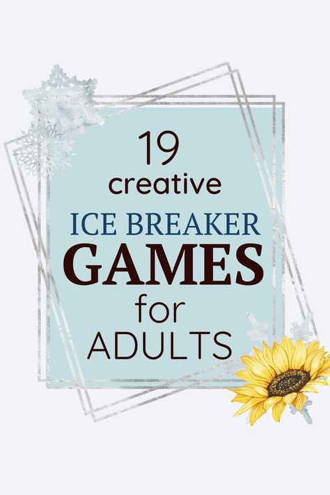 Gather your closest companions and newly acquired acquaintances and introduce them to a night of fun and laughter. I hope this list of ice breaker games for adults will help you make your next meeting Team Ice Breaker Games, Ice Breaker Games Adults, Ice Breaker Party Games For Adults, Group Ice Breakers For Women, Breaking Ice Activities, Couples Ice Breaker Games, Ladies Night Ice Breaker Games, Breaking The Ice Games, Ice Breaking Games For Adults