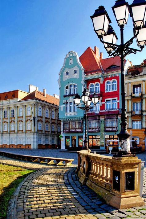 Romanian Architecture, Timisoara Romania, Magic Places, Romania Travel, Voyage Europe, Brasov, Macedonia, Street Light, Eastern Europe