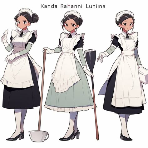 Maid Uniform Modern, Servant Clothes, Maid Outfit Anime, Clothes Cartoon, Fantasy Outfits, Fun Characters, Maid Uniform, Painting Sketch, Maid Outfit