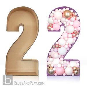 How to make a Giant Cardboard Number > Reuse and Play Number Standee With Balloons, Diy Birthday Number, Balloon Mosaic, Birthday Pinata, Numbers Template, Cardboard Letters, Anniversaire Diy, Mosaic Frame, Diy Birthday Party