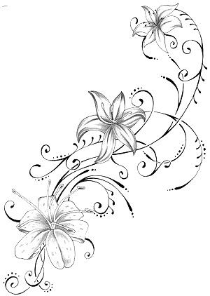 Drawing Of Flowers, Flower Vine Tattoos, Lillies Tattoo, Lily Tattoo Design, Tattoo Hip, Lily Flower Tattoos, More Tattoo, Muster Tattoos, Vine Tattoos