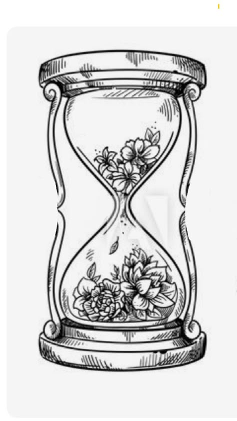 Egg Timer Tattoo, Unique Flower Drawing, Time In A Bottle Tattoo, Hour Glass Tattoos For Women, Tattoo Ideas Time, Sand Timer Tattoo, Sand Clock Tattoo, Hourglass Tattoo Feminine, Perfume Bottle Tattoo