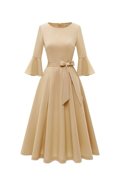 HOMRAIN VINTAGE BRIDESMAID WEDDING CHAMPAGNE Midi Evening Dress, Modest Dresses For Women, Gaun Fashion, Tea Party Dress, Elegant Sweater, Plus Size Party Dresses, Womens Fall Dress, Womens Cocktail Dresses, Anne With An E