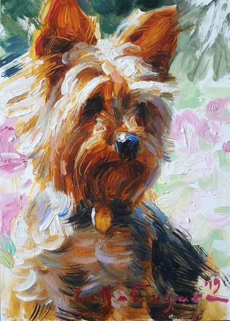 Yorkshire Painting, Elena Katsyura, Yorkie Painting, Dog Portraits Art, Yorkie Terrier, Watercolor Dog, Good Boy, Animals Artwork, Portraits From Photos