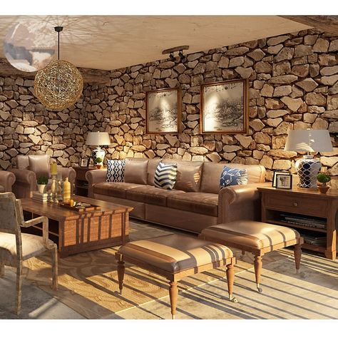 Brick accent wall living room