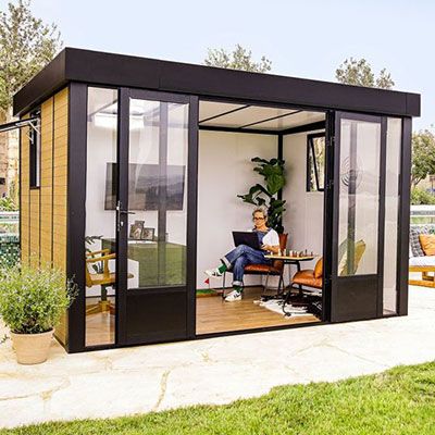 12 x 10 Palram Canopia Copenhagen Garden Office (3.51m x 2.87m) Office Bunkie, Outdoor Office Shed, Backyard Shelter, Office Kit, Polycarbonate Roof Panels, Building Permit, Polycarbonate Roof, Office Shed, Studio Shed