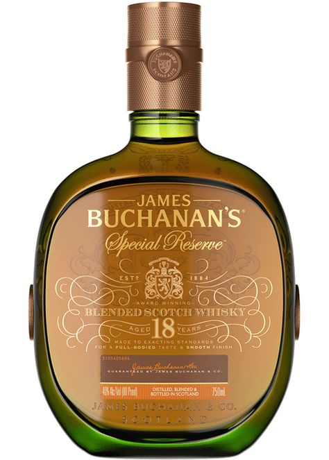 Buchanan Whiskey, Dark Chocolate Caramel, Bottles Design, Blended Scotch Whisky, James Buchanan, Scotch Whiskey, Old Fashioned Cocktail, Alcohol Content, Malt Whisky