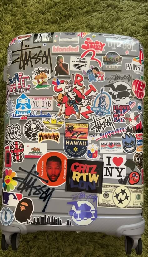 Suitcase Aesthetic, Dads Room, Personalized Suitcase, Suitcase Stickers, Airport Fits, Luggage Stickers, Collage Board, Computer Sticker, Sticker Bomb