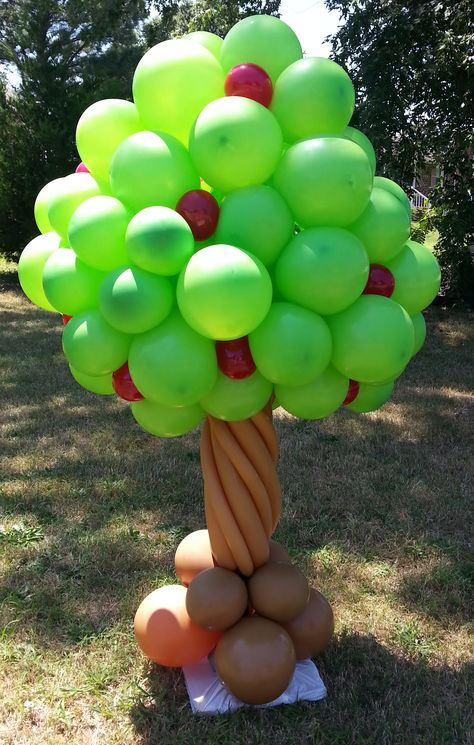 #Balloon Column Ideas: Apple Tree Apple Parade Float Ideas, Apple Balloon Garland, Apple Balloon Arch, Balloon Apple Tree, Apple Balloons, Tree Made With Balloons, Column Ideas, Disney Movie Night Dinner, Balloon Tree