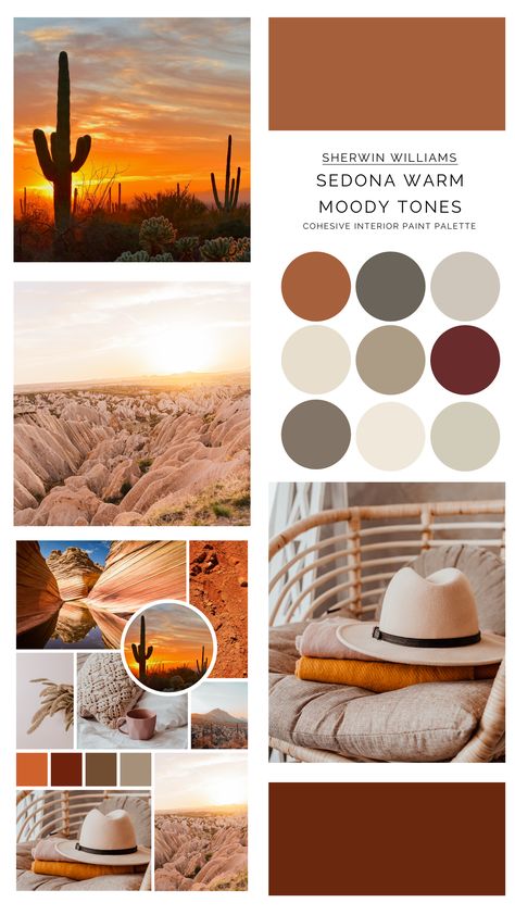 warm paint colors, moody paint colors, southwest paint colors, popular paint colors. Vintage Boho Paint Colors, Earth Tone Room Colors, Earth Tones Office Decor, Paint Colors That Go With Cream Trim, Terracotta Boho Living Room Decor, Eclectic Boho Paint Colors, Modern Sherwin Williams Paint Colors, Desert Home Color Palette, West Desert Paint Color