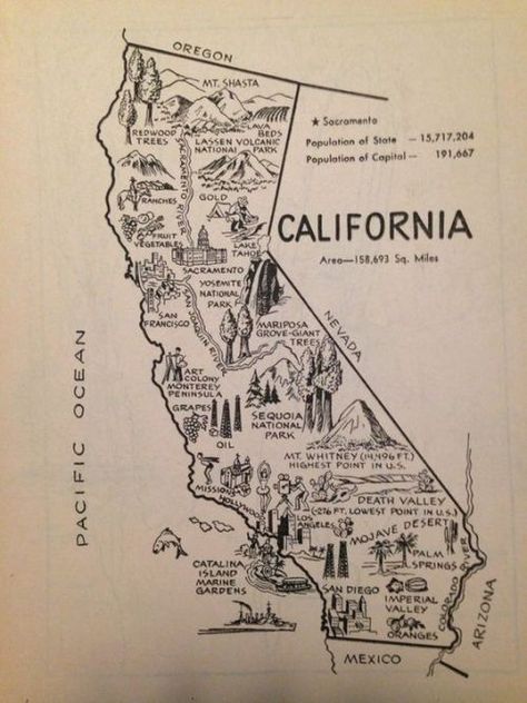 California Map Aesthetic, 1950s California, Nevada National Parks, Montana Art, Vintage Maps Art, Ley Lines, California Decor, State Wall Art, Lakes In California