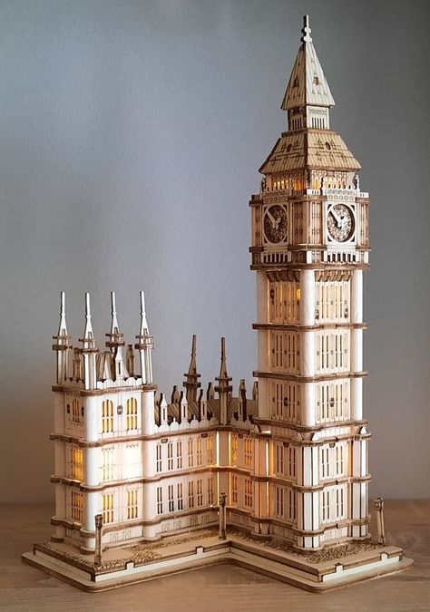 3d Puzzles For Adults, Western Architecture, Wooden Model Kits, Laser Cut Kit, Laser Ideas, Architecture Collage, Model Building Kits, Construction Crafts, Laser Art