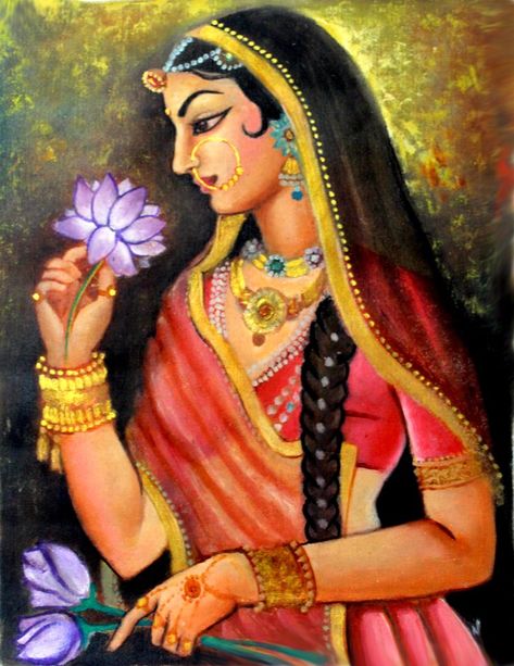 Paintings and Artworks Rajasthani Miniature Paintings, Women Oil Painting, Rajasthani Painting, John Rambo, Mughal Art Paintings, Rajasthani Art, Kerala Mural Painting, Boho Art Drawings, Mughal Paintings