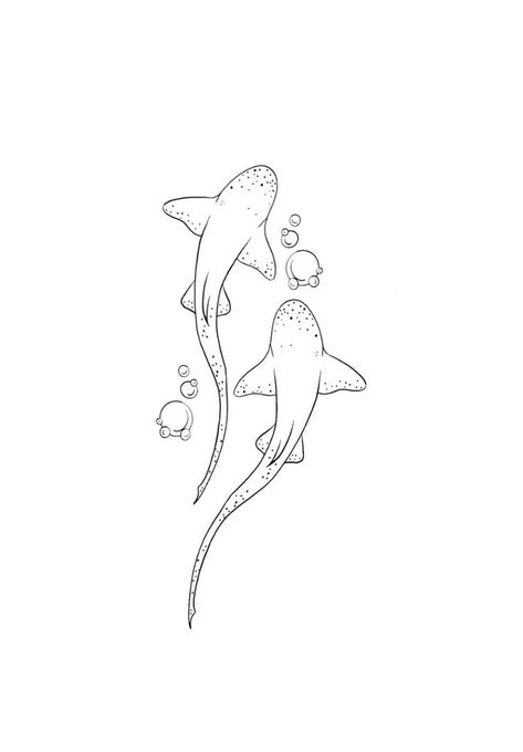 Marine Biologist Tattoo Ideas, 3 Sharks Swimming Tattoo, Shark And Whale Tattoo, Angel Shark Tattoo, Ocean Related Drawings, Animal Tattoo Designs Sketches, Ocean Tattoo Stencil, Line Work Animal Tattoo, Tattoo Ideas Sea Animals