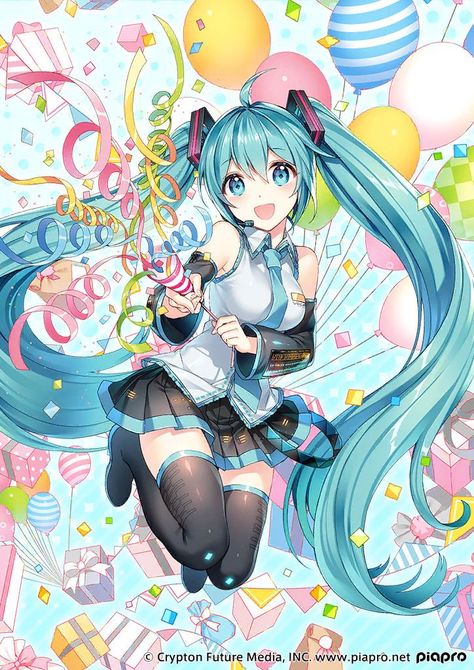 Miku Birthday, Hatsune Miku Birthday, Anime Happy Birthday, Japanese Birthday, Miku Hatsune Vocaloid, Birthday Wallpaper, Anime Figurines, Beautiful Music, Anime Life