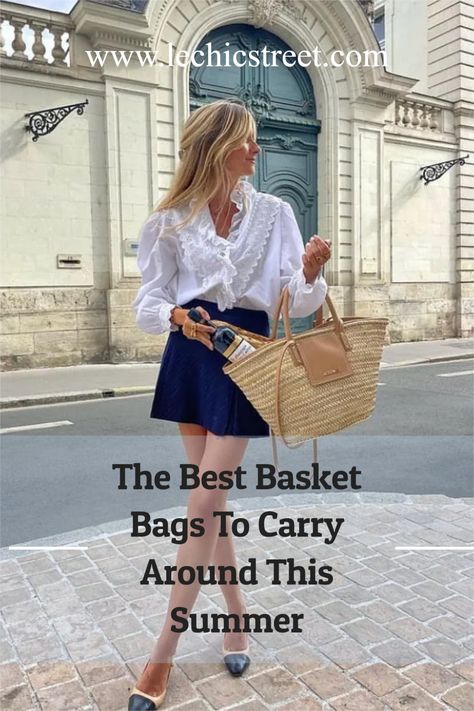 The Best Basket Bags To Carry Around This Summer. There are plenty of bags and totes to carry, but the basket bag is the ultimate summer style bag. This bag is the perfect bag for spring aesthetic or summer aesthetic. Finish off summer looks with a raffia tote or basket bag. The best part of spring outfit or summer outfit is basket bag. #basketbag #summerfashion #summerstyle #springoutfit Raffia Tote Bag, Bags And Totes, Basket Bags, Parisian Look, Summer Purses, Tote Outfit, Cream Top, Miami Fashion, Spring Aesthetic