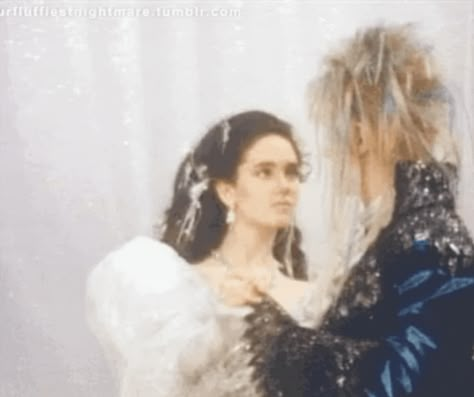 Labyrinth Ballroom Scene, Labyrinth Ballroom, Labyrinth Dress, Woodland Goth, Jareth And Sarah, Sarah And Jareth, Ballroom Scene, Labyrinth Jareth, Jim Henson Labyrinth