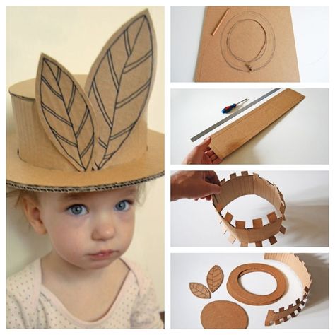 Paper Headpiece, Cardboard Hat, Make Paper Flowers, Crazy Hat Day, طابع بريدي, Diy Kostüm, Easter Hats, Instruções Origami, Christmas Decorations For Kids