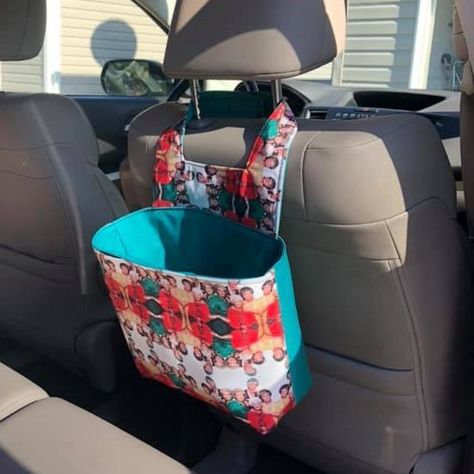 Car Trash Can with FREE video and pattern - Sew Modern Bags Car Trash Can, Car Trash Bag, Sewing Machine Projects, Everyday Tote Bag, Modern Bag, Trash Can For Car, Fabric Ideas, Small Sewing Projects, Car Bag