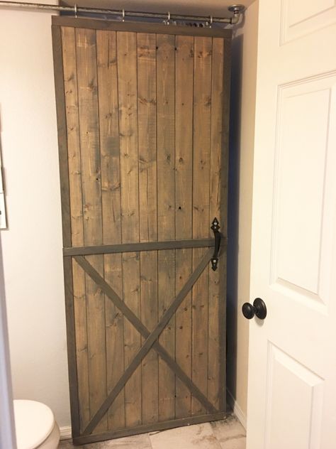 DIY Light-weight Sliding Barn Door – Carriage House Staging & Design LLC Sliding Door Mechanism, Barn Door Projects, Sliding Door Window Treatments, House Staging, Door Makeover Diy, Door Window Treatments, Door Plan, Diy Sliding Barn Door, Diy Room Divider