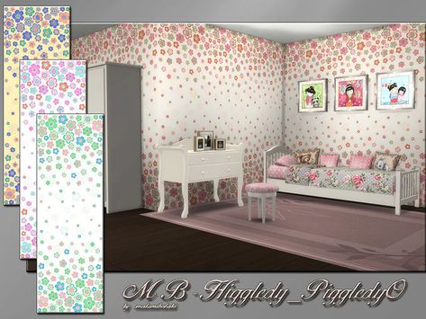 MB-Higgledy-PiggledyO, cute wallpaper with lovely flower decor for the kids, comes in 4 different soft colors, created for Sims 4, by matomibotaki.  Found in TSR Category 'Sims 4 Walls' Sims4 Furniture, Cc Mods, Mint Wallpaper, Sims 4 Cc Shoes, 4 Wallpaper, Sims 4 Downloads, Sims 4 Update, Sims 4 Cc Furniture, Wall Designs