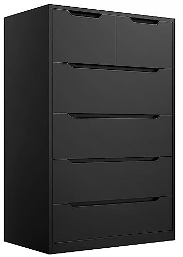 EnHomee Dresser for Bedroom, Dresser with 6 Wood Drawers, Black Dresser and Tall Dresser with Large Organizer, Wood Dressers & Chests of Drawers with Smooth Metal Rail, Black Wood Dressers, Black Dresser, Black Dressers, Dresser For Bedroom, 5 Drawer Dresser, Dresser Organization, Tall Dresser, Bedroom Dresser, Chests Of Drawers