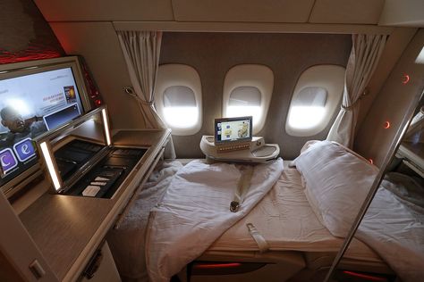 Emirates New First Class Suites on B777 First Class Flight 2 People, Private Jet With Bed, Private Plane With Bed, First Class Airplane, First Class Flight Aesthetic Emirates, First Class Plane Seats, Airplane First Class Seats Aesthetic, First Class Flight, Plane Seats