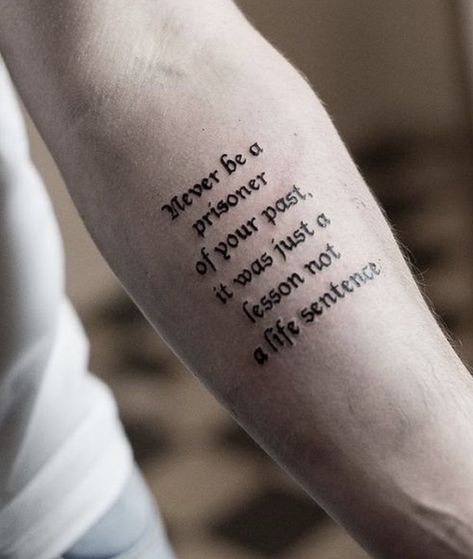 Male Word Tattoos, Sentimental Tattoos Men, Men Tattoo Ideas Quotes, Paranoid Tattoo, Sorry Tattoo, Deep Meaningful Tattoos, Bible Quote Tattoos, Forearm Cover Up Tattoos, Scroll Tattoos