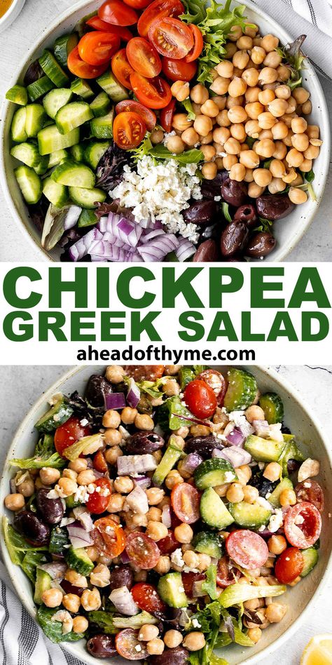 Herby Cucumber Salad With Feta And Chickpeas, Greek Chic Pea Salad, Greek Garbanzo Bean Salad, Chickpea Greek Salad, Chickpea Cucumber Salad, Cucumber Chickpea Salad, Mediterranean Ingredients, Greek Cucumber, Greek Cucumber Salad