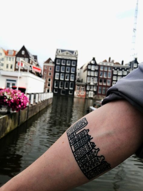 Amsterdam Tattoo Ideas, Adam Tattoo, Amsterdam Tattoo, Dancing House, Tattoo Female, Amsterdam Holland, I Amsterdam, Tattoo Bracelet, Home Tattoo