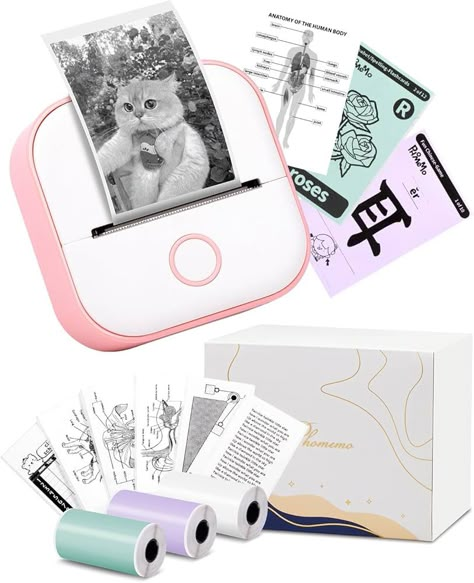 Memoking Mini Portable Printer - T02 Small Photo Printer for Phone, Thermal Wireless Note Printer for Children’s Day Birthday, Compatible with iOS & Android, Pink : Amazon.co.uk: Computers & Accessories Small Photo Printer, Mini Sticker Printer, Inkless Printer, Anatomy Flashcards, Student Birthdays, Wireless Printer, Sticker Printer, Portable Printer, Mini Printer