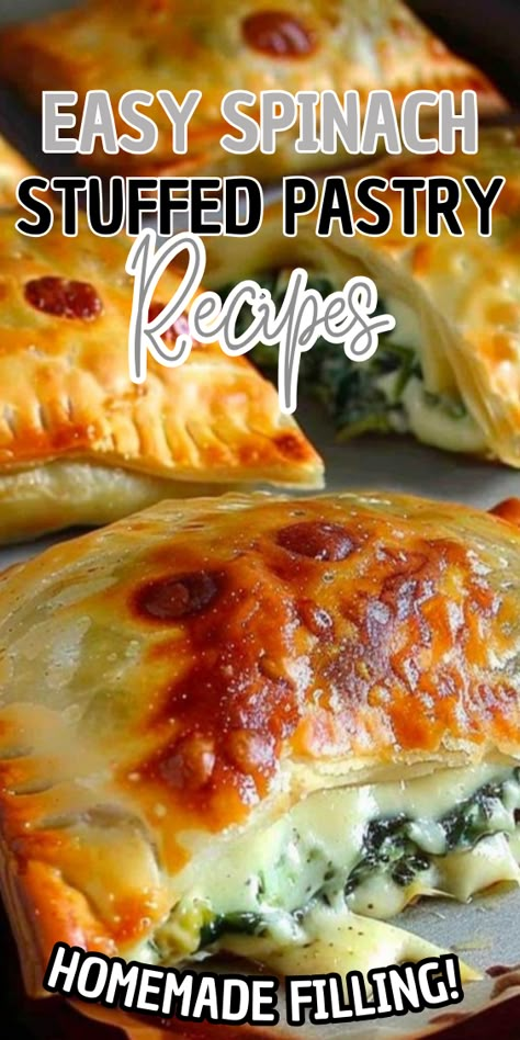 Spinach Stuffed Pastry Spinach Pie Recipe Puff Pastry, Spinach And Cheese Pastries, Spinach Philo Pastry Recipes, Spinach Rolls With Puff Pastry, Spinach Puffed Pastry, Spinach Feta Stuffed Crescents, Spinach And Puff Pastry Recipes, Spinach Ricotta Pastry, Spinach Hand Pies