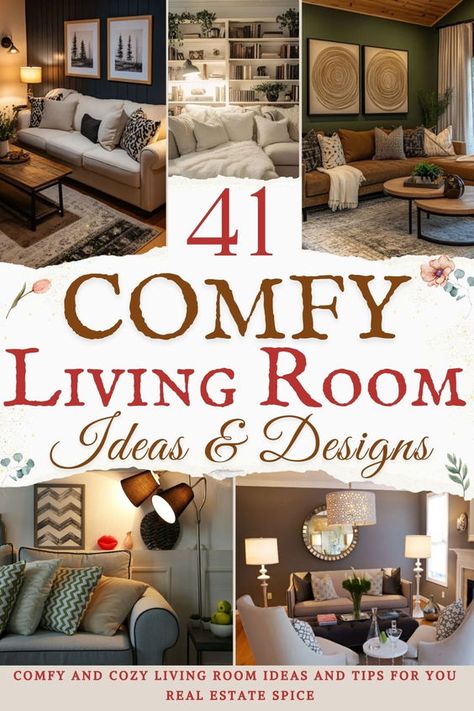 Transform your living room into a cozy haven with these 41 decorating ideas! Incorporate plush throw blankets, soft area rugs, and ambient lighting to create a warm and inviting atmosphere. Add personal touches with family photos and curated art pieces to make the space uniquely yours. Explore layouts that maximize comfort and functionality, ensuring your living room becomes the perfect retreat for relaxation and gatherings. Discover design tips to style your living room with comfort and charm! RealEstateSpice.com | Earthy Living Rooms | Neutral Living Rooms | Cozy Home Decorating My Living Room Ideas, Comfortable Living Room Designs, Accent Decor Ideas Living Room, Plush Living Room Ideas, Family Room Decorating Ideas Cozy, Beautiful Living Rooms Cozy, Decorating Ideas For The Home Living Room, Cozy Living Rooms Warm, Warm And Cozy Living Room Designs