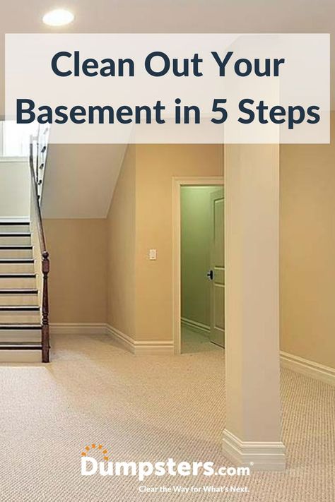 Learn how to declutter and clean out your basement in 5 steps, along with tips for keeping the basement organized long-term. #basementcleanout #declutter #decluttertips #declutterbasement #decluttering #homecleanout #junkremoval Declutter Basement, Basement Steps, Roll Off Dumpster, Basement Organization, Rent Me, How To Declutter, Junk Removal, The Basement, Painters Tape