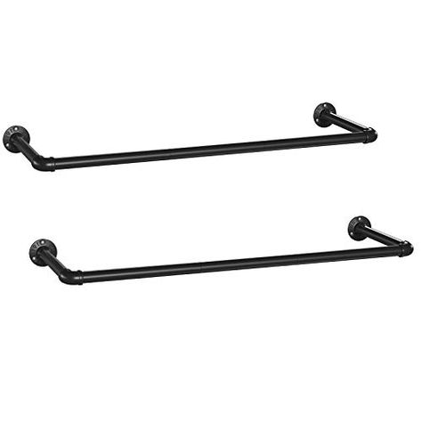 SONGMICS Wall-Mounted Clothes Rack, Set of 2, Industrial Pipe Clothes Hanging Bar, Space-Saving, 92 x 30 x 7.5 cm, Ea... Wall Mounted Clothes Rail, Wall Clothes Rack, Organising Home, Open Wardrobe, Clothes Racks, Wall Hanging Storage, Clothes Hanging, Hanging Bar, Room Additions