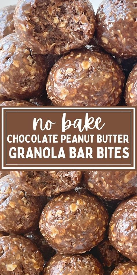 Chocolate Peanut Butter Granola, Almond Granola Recipe, Oatmeal Energy Bites, Bar Bites, Peanut Butter Energy Bites, Snack Balls, Granola Bites, Peanut Butter Bites, Snack Mixes