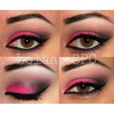 Pink Black Party Makeup Brown Eyes, Make Carnaval, Pink Smokey Eye, Party Make-up, 2023 Prom, Pink Eye Makeup, Pink Eye, Black Eyeshadow, Black Makeup