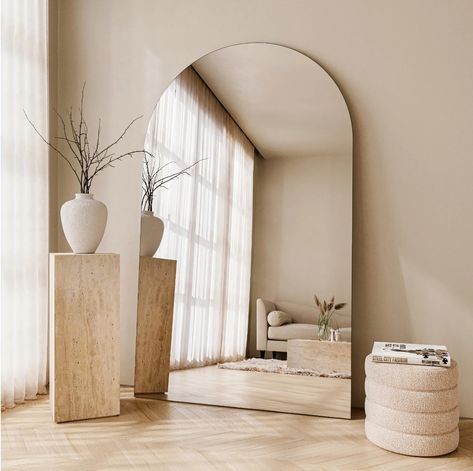 Step up your style game with the Arlo Frameless Arched Full-Length Mirror. Not just a mirror but a style statement, Arlo stretches a full 120cm by 200cm, making it hard to ignore. Its modern yet timeless design arcs gracefully, capturing not just reflections but admirers. Who said practical can't be spectacular? 🖤 #Mirror #ChicInteriors #FramelessMirror #HomeStyle #ModernElegance #InteriorDesign #MirrorMirror #HomeDecorGoals Full Length Mirror Living Room, Frameless Arched Mirror, Arc Mirror, Arched Full Length Mirror, Scandi Bedroom, Office Dimensions, Arched Design, Spa Interior, Arched Mirror