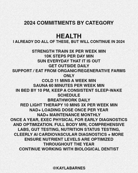 Kayla Lentz on Instagram: "I don’t make New Years goals, I make commitments. This is what I am committing to doing this year, by category. What are you committing to? Happy New Year’s Eve friends!" Steps Per Day, New Year Goals, Red Light Therapy, New Year’s Eve, Light Therapy, Get Outside, Happy New Year, Instagram